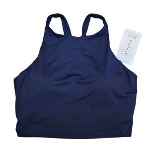 Athleta Conscious Crop Bikini Top Bra M Blue D-DD Smooth Stretchy Comfortable